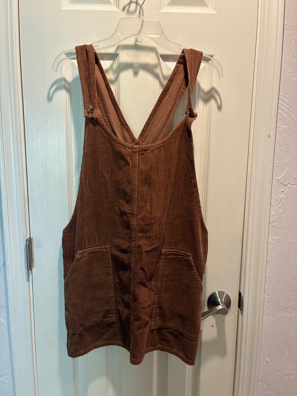 Others Follow Brown Corduroy Mini Overall Pinafore Dress